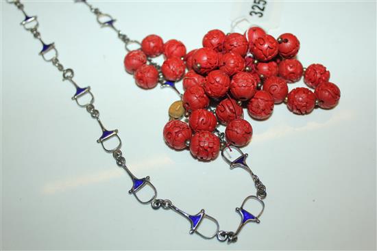 Coral beads and necklace